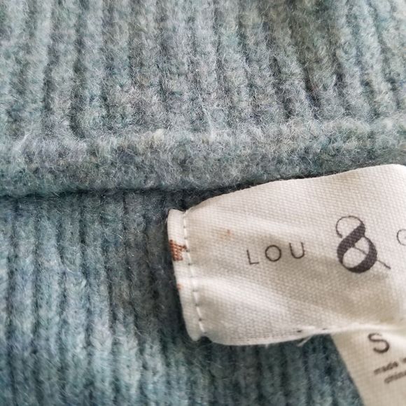 Lou & Grey Womens M Quarter Zip Sweater Half Mock Ribbed Super Soft Light Teal - Picture 6 of 7